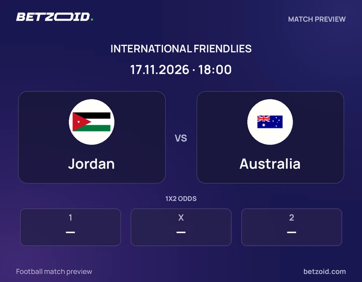 Jordan - Australia Jordan vs Australia: International Friendlies match preview with team badges and kick-off details.