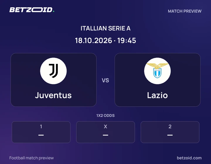 Juventus - Lazio Juventus vs Lazio: Itallian Serie A match preview with team badges and kick-off details.