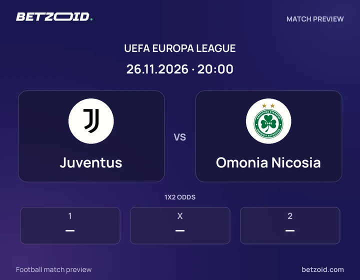 Juventus - Omonia Nicosia Juventus vs Omonia Nicosia: UEFA Europa League match preview with team badges and kick-off details.