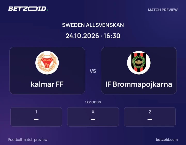 kalmar FF - IF Brommapojkarna kalmar FF vs IF Brommapojkarna: Sweden Allsvenskan match preview with team badges and kick-off details.