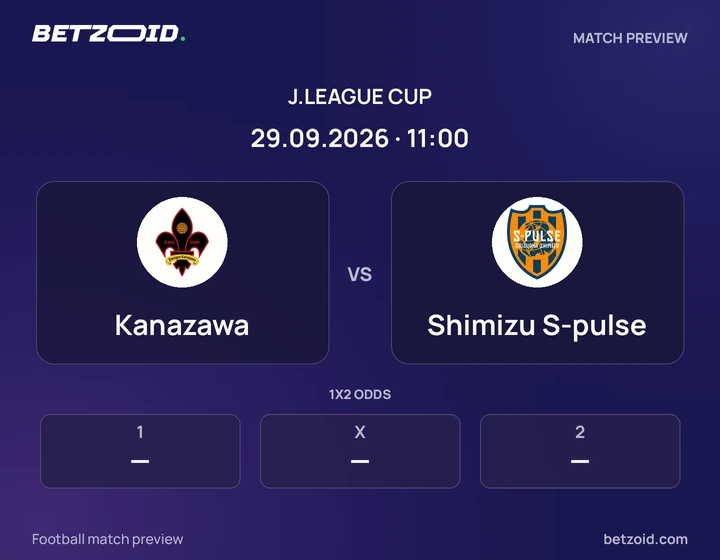 Kanazawa vs Shimizu S-pulse: J.League Cup match preview with team badges and kick-off details.