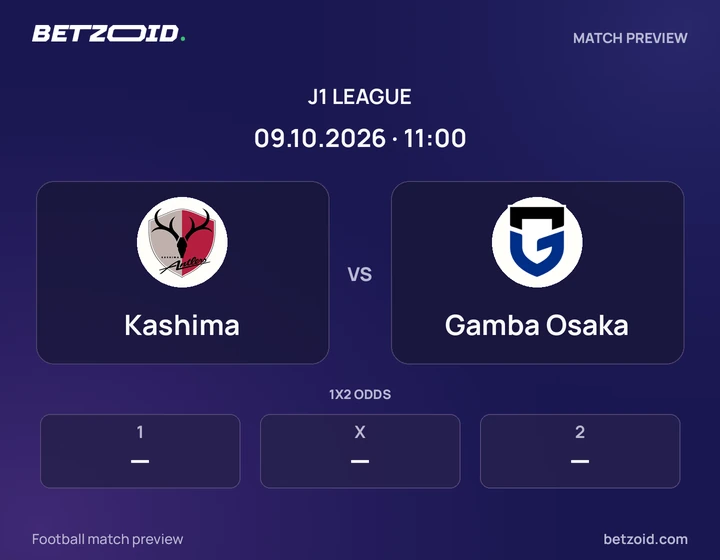 Kashima - Gamba Osaka Kashima vs Gamba Osaka: J1 League match preview with team badges and kick-off details.