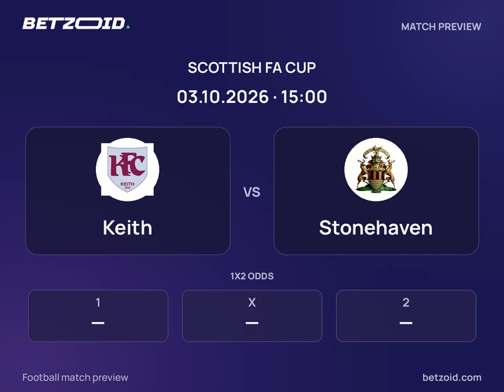 Keith vs Stonehaven: Scottish FA Cup match preview with team badges and kick-off details.