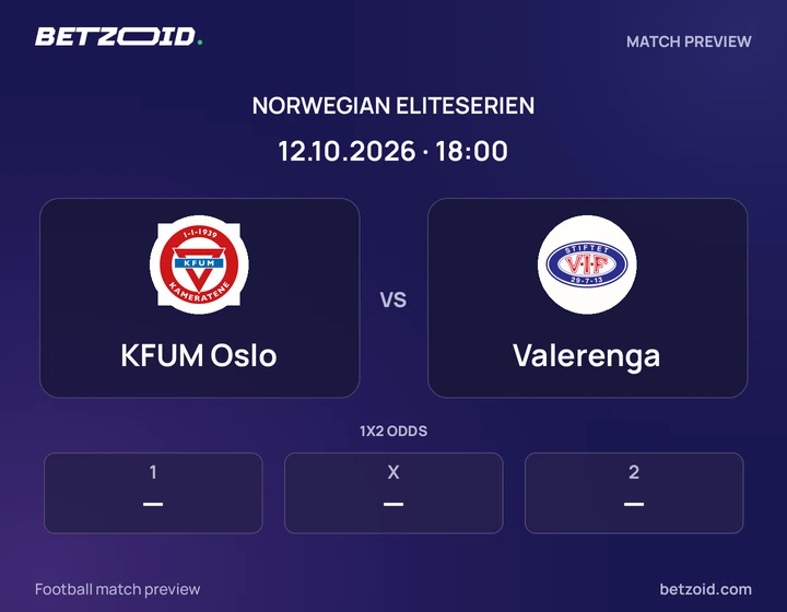 KFUM Oslo vs Valerenga: Norwegian Eliteserien match preview with team badges and kick-off details.