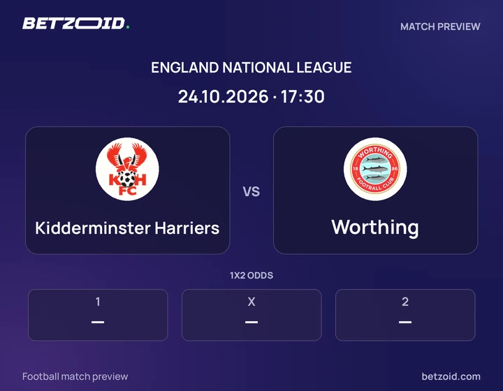 Kidderminster Harriers - Worthing Kidderminster Harriers vs Worthing: England National League match preview with team badges and kick-off details.