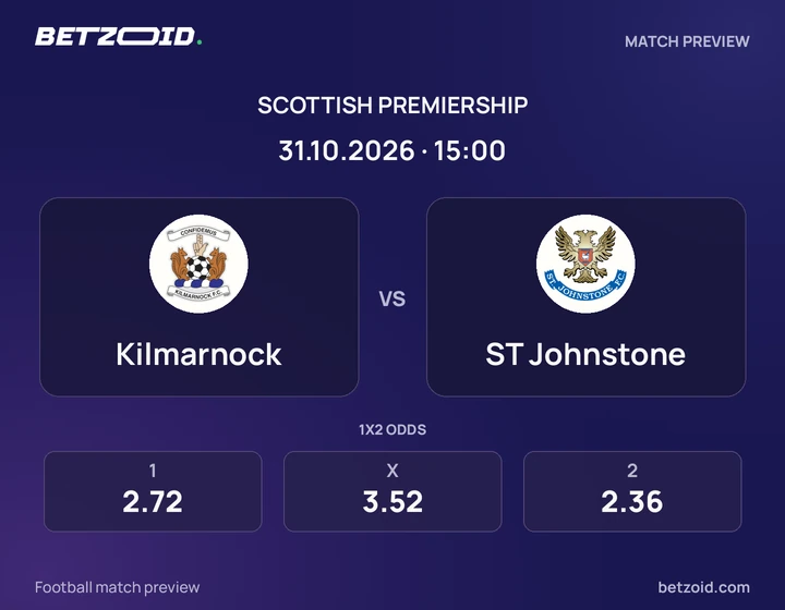 Kilmarnock - ST Johnstone Kilmarnock vs ST Johnstone: Scottish Premiership match preview with team badges and kick-off details.