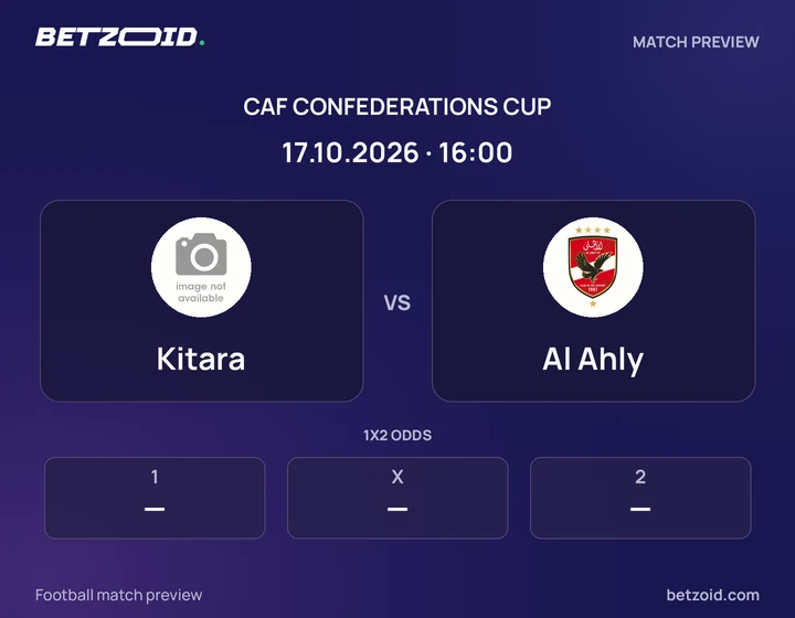 Kitara vs Al Ahly: CAF Confederations Cup match preview with team badges and kick-off details.