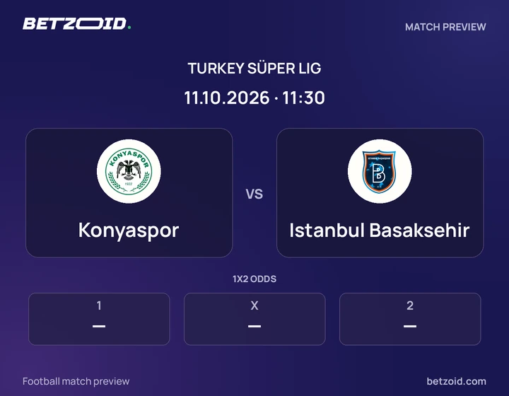 Konyaspor - Istanbul Basaksehir Konyaspor vs Istanbul Basaksehir: Turkey Süper Lig match preview with team badges and kick-off details.