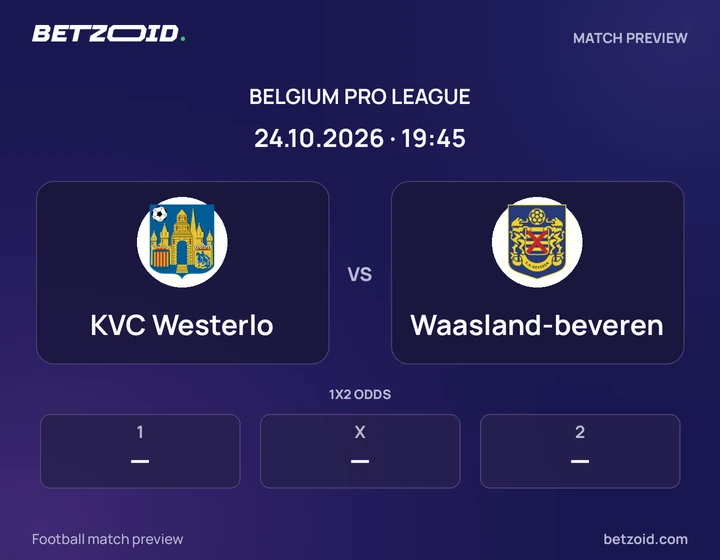 KVC Westerlo - Waasland-beveren KVC Westerlo vs Waasland-beveren: Belgium Pro League match preview with team badges and kick-off details.