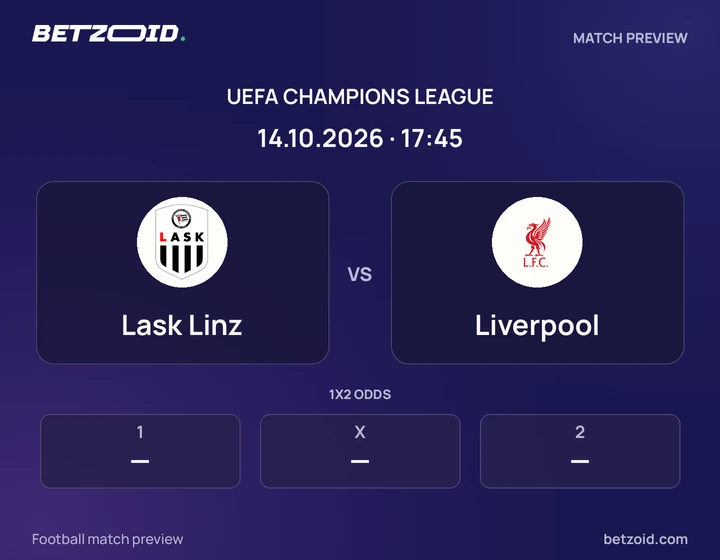 Lask Linz - Liverpool Lask Linz vs Liverpool: UEFA Champions League match preview with team badges and kick-off details.
