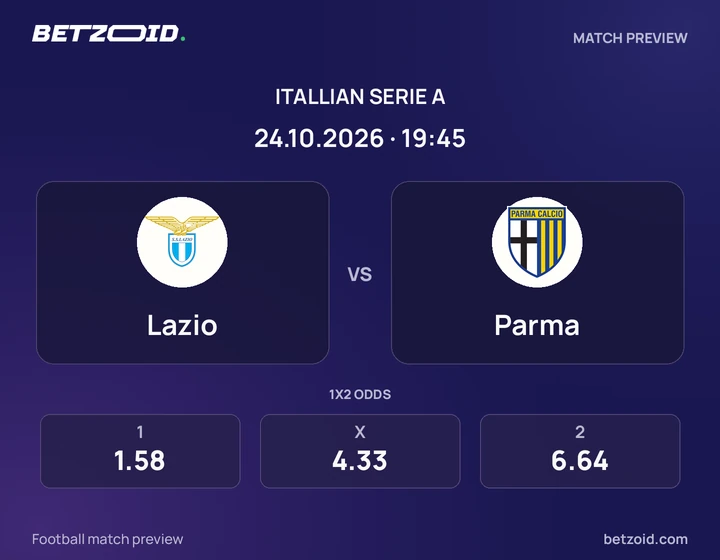 Lazio – Parma Lazio – Parma: presentazione della partita di Serie A con stemmi e orario di inizio.