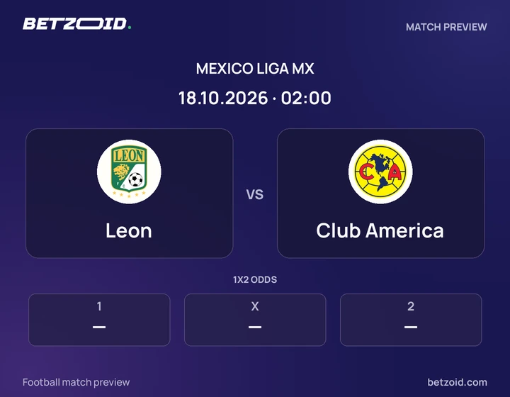 Leon vs Club America: Mexico Liga MX match preview with team badges and kick-off details.