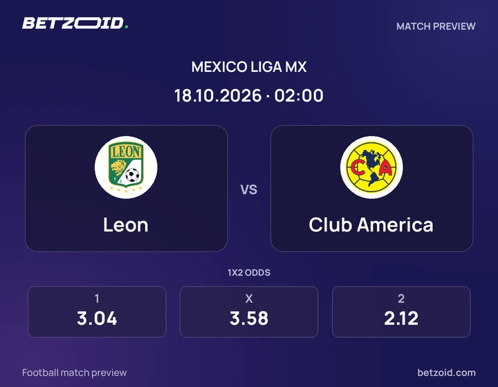 León vs. América León vs. América: previa del partido de Liga MX, con escudos y datos del encuentro.