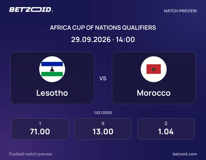 Lesotho - Morocco Lesotho vs Morocco: Africa Cup of Nations Qualifiers match preview with team badges and kick-off details.