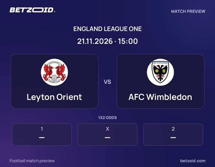 Leyton Orient - AFC Wimbledon Leyton Orient vs AFC Wimbledon: England League One match preview with team badges and kick-off details.