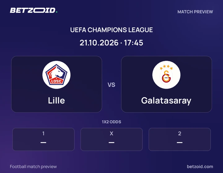 Lille - Galatasaray Lille vs Galatasaray: UEFA Champions League match preview with team badges and kick-off details.