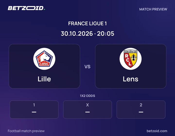 Lille - Lens Lille vs Lens: France Ligue 1 match preview with team badges and kick-off details.