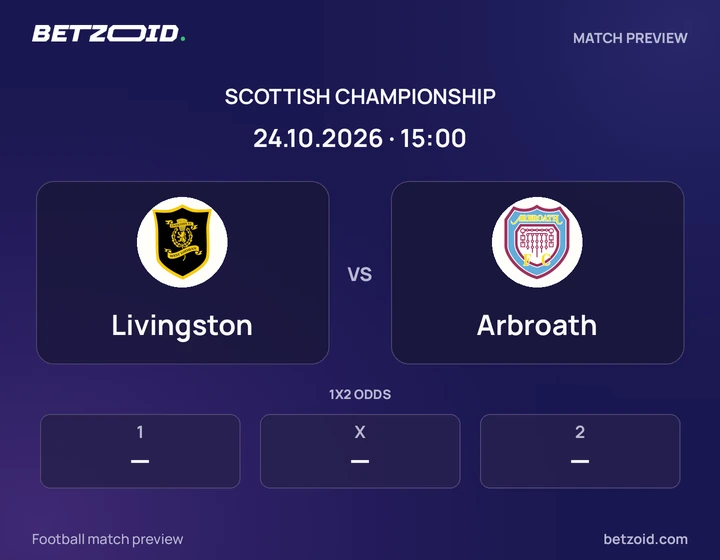 Livingston - Arbroath Livingston vs Arbroath: Scottish Championship match preview with team badges and kick-off details.