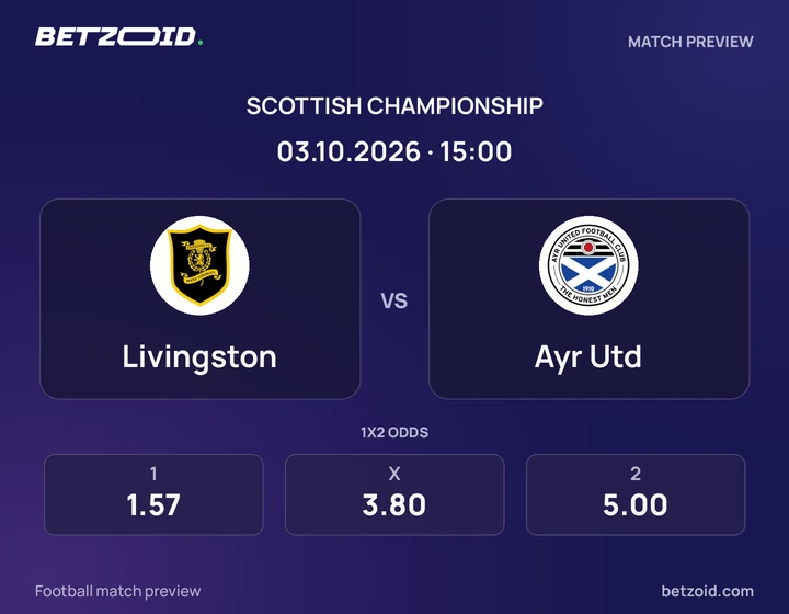 Livingston vs Ayr Utd: Scottish Championship match preview with team badges and kick-off details.