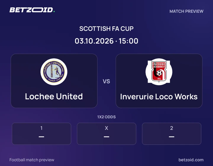 Lochee United vs Inverurie Loco Works: Scottish FA Cup match preview with team badges and kick-off details.