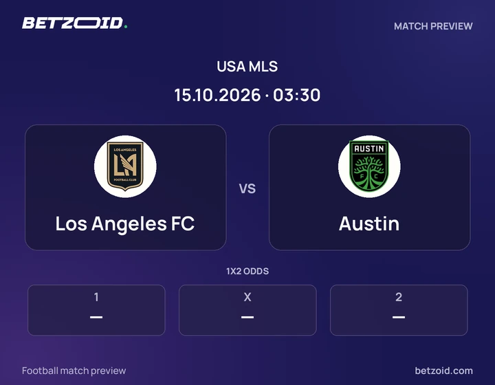 Los Angeles FC vs Austin: USA MLS match preview with team badges and kick-off details.