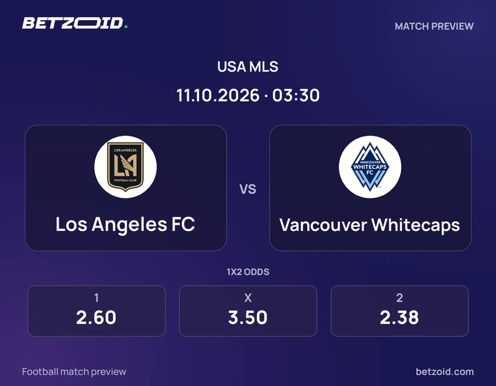 Los Angeles FC - Vancouver Whitecaps Los Angeles FC vs Vancouver Whitecaps: USA MLS match preview with team badges and kick-off details.