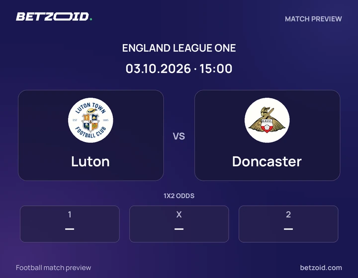 Luton vs Doncaster: England League One match preview with team badges and kick-off details.