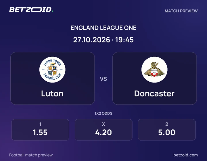 Luton vs Doncaster: England League One match preview with team badges and kick-off details.