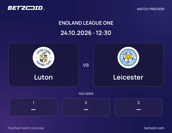 Luton vs Leicester: England League One match preview with team badges and kick-off details.