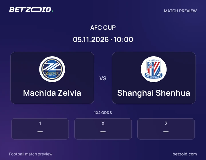 Machida Zelvia vs Shanghai Shenhua: AFC Cup match preview with team badges and kick-off details.