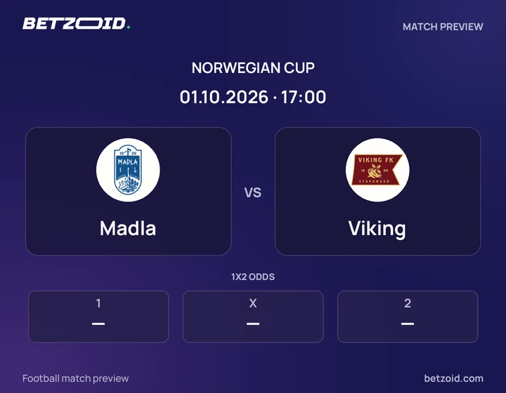 Madla - Viking Madla vs Viking: Norwegian Cup match preview with team badges and kick-off details.