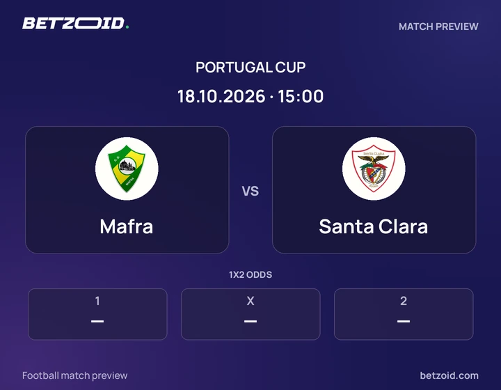 Mafra - Santa Clara Mafra vs Santa Clara: Portugal Cup match preview with team badges and kick-off details.