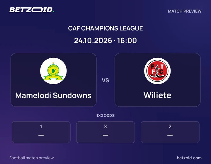 Mamelodi Sundowns - Wiliete Mamelodi Sundowns vs Wiliete: CAF Champions League match preview with team badges and kick-off details.