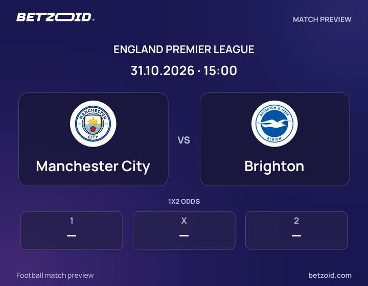 Manchester City - Brighton Manchester City vs Brighton: England Premier League match preview with team badges and kick-off details.