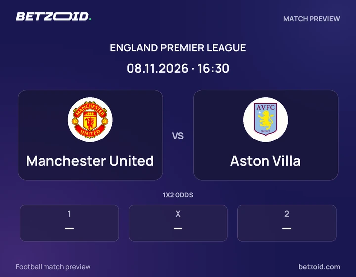 Manchester United - Aston Villa Manchester United vs Aston Villa: England Premier League match preview with team badges and kick-off details.