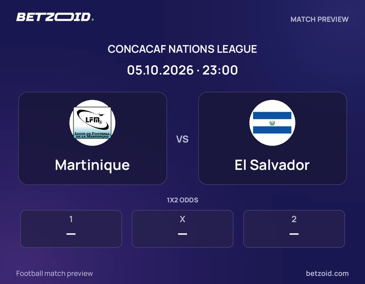 Martinique vs El Salvador: CONCACAF Nations League match preview with team badges and kick-off details.
