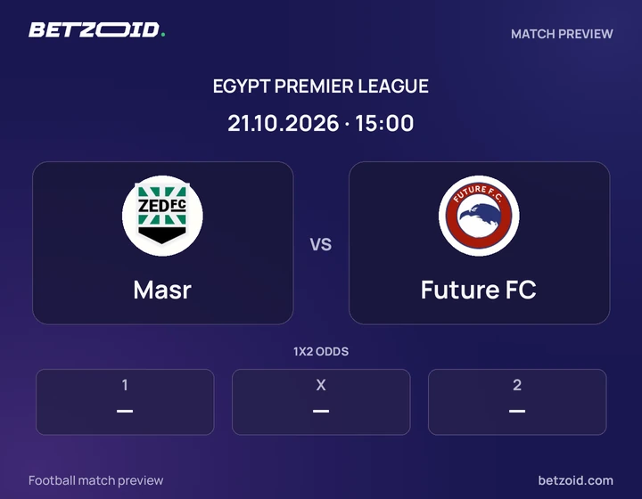 Masr - Future FC Masr vs Future FC: Egypt Premier League match preview with team badges and kick-off details.