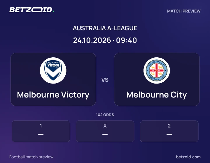 Melbourne Victory - Melbourne City Melbourne Victory vs Melbourne City: Australia A-League match preview with team badges and kick-off details.