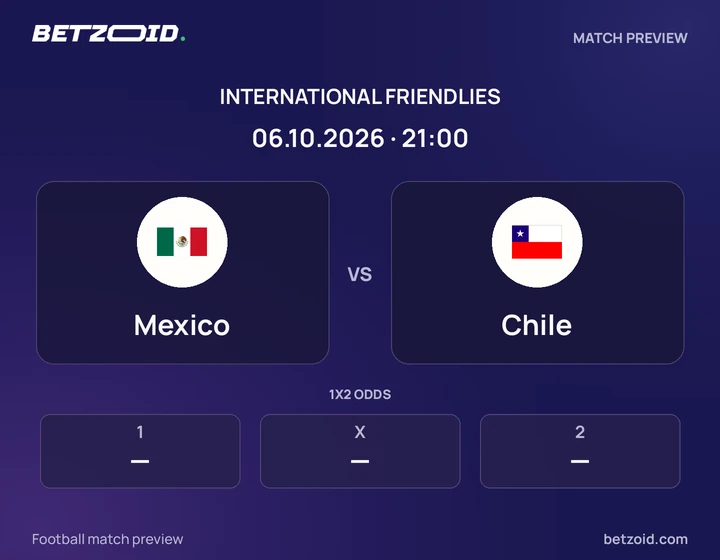 Mexico - Chile Mexico vs Chile: International Friendlies match preview with team badges and kick-off details.