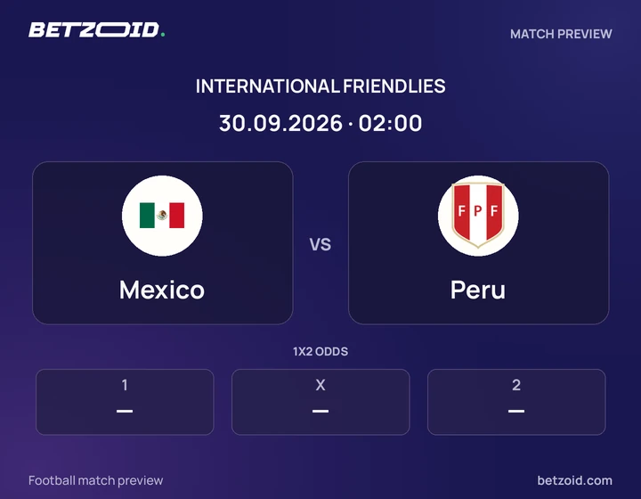 Mexico vs Peru: International Friendlies match preview with team badges and kick-off details.
