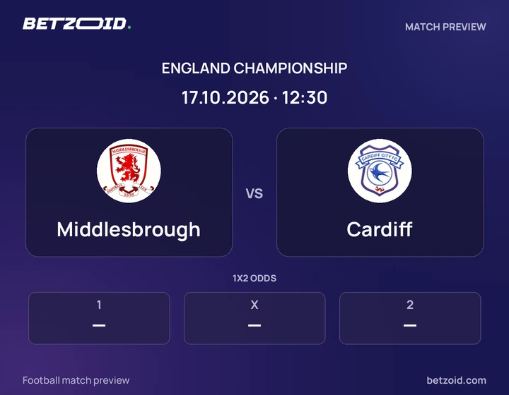 Middlesbrough - Cardiff Middlesbrough vs Cardiff: England Championship match preview with team badges and kick-off details.