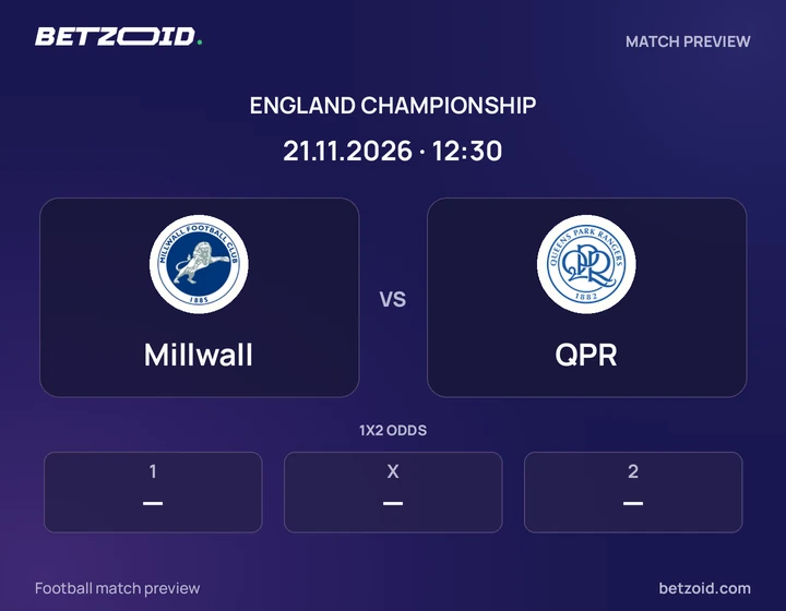 Millwall - QPR Millwall vs QPR: England Championship match preview with team badges and kick-off details.