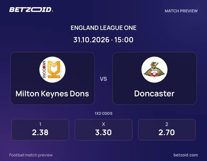 Milton Keynes Dons - Doncaster Milton Keynes Dons vs Doncaster: England League One match preview with team badges and kick-off details.
