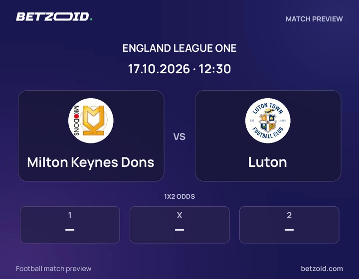 Milton Keynes Dons - Luton Milton Keynes Dons vs Luton: England League One match preview with team badges and kick-off details.