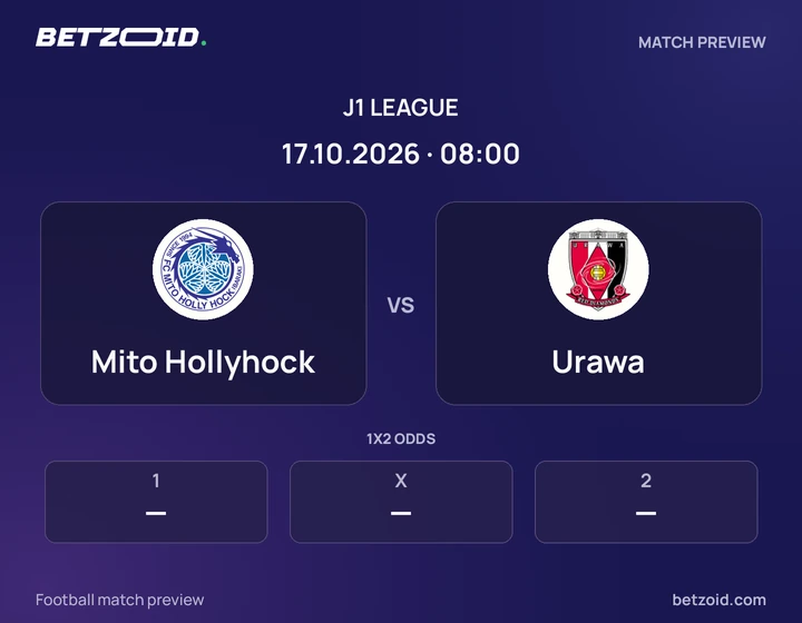 Mito Hollyhock vs Urawa: J1 League match preview with team badges and kick-off details.
