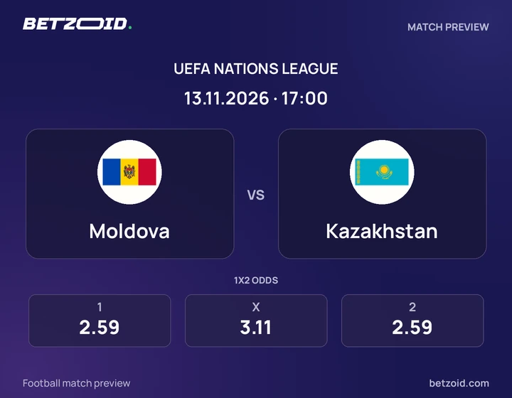 Moldova - Kazakhstan Moldova vs Kazakhstan: UEFA Nations League match preview with team badges and kick-off details.