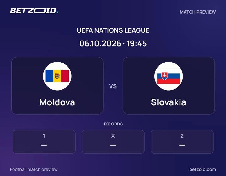 Moldova - Slovakia Moldova vs Slovakia: UEFA Nations League match preview with team badges and kick-off details.