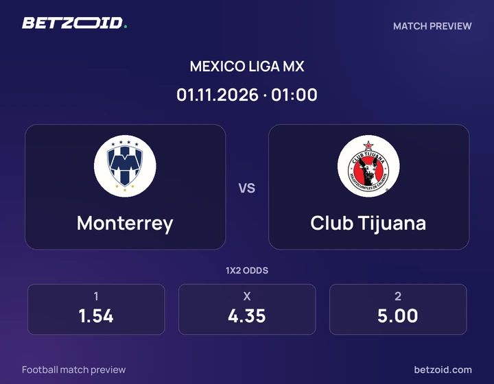 Monterrey vs. Club Tijuana Monterrey vs. Club Tijuana: previa del partido de Liga MX, con escudos y datos del encuentro.