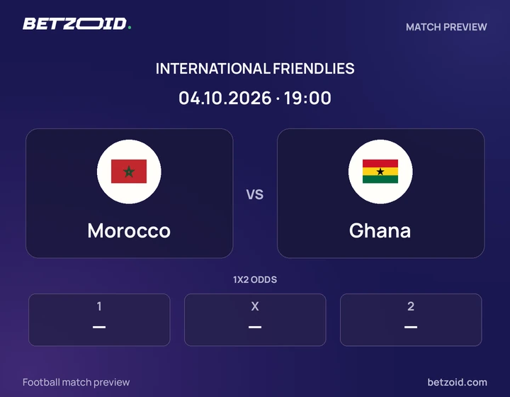 Morocco - Ghana Morocco vs Ghana: International Friendlies match preview with team badges and kick-off details.