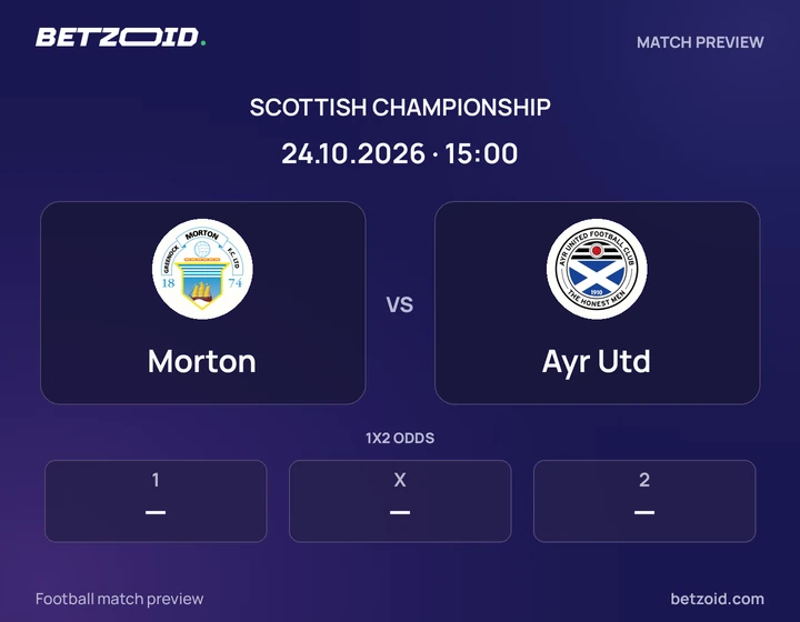Morton vs Ayr Utd: Scottish Championship match preview with team badges and kick-off details.